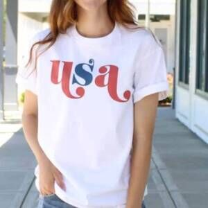 NEW GLITTERING SOUTH americana usa graphic tee in white